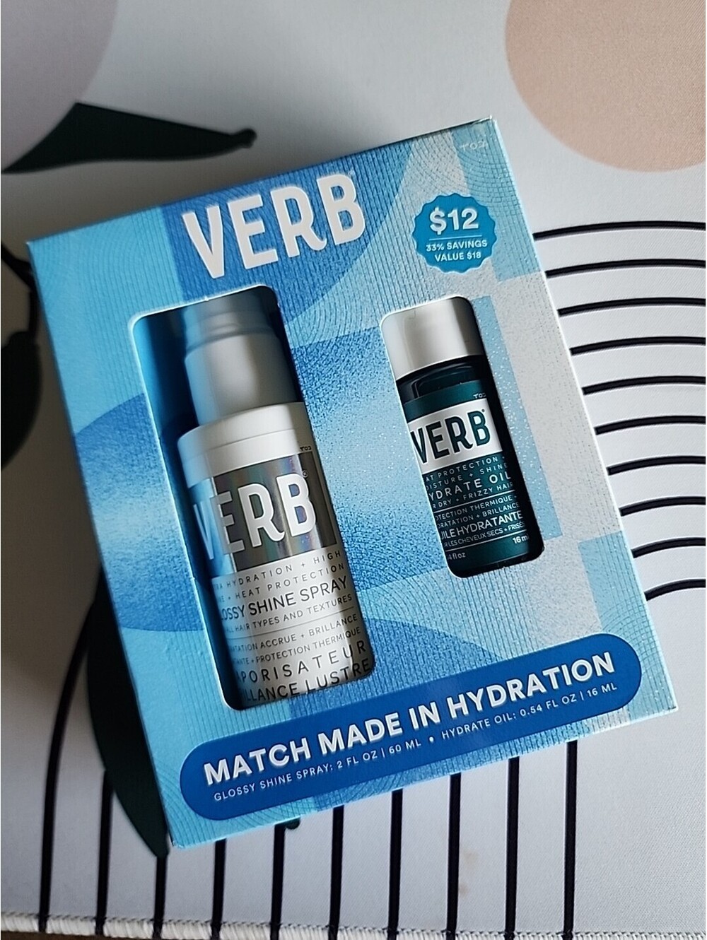 VERB Match Made in Hydration Glossy Shine Spray & Hydrate Oil Set Tag